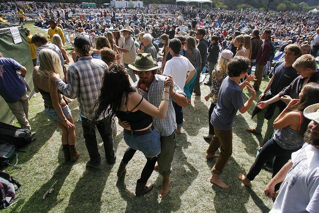 Crowds dance in front of the Banjo Stage of Hardly Strictly Bluegrass festival on Oct 7. Hardly Strictly is a free music festival held yearly in Golden Gate Park. John Ornelas/ Xpress File Photo.