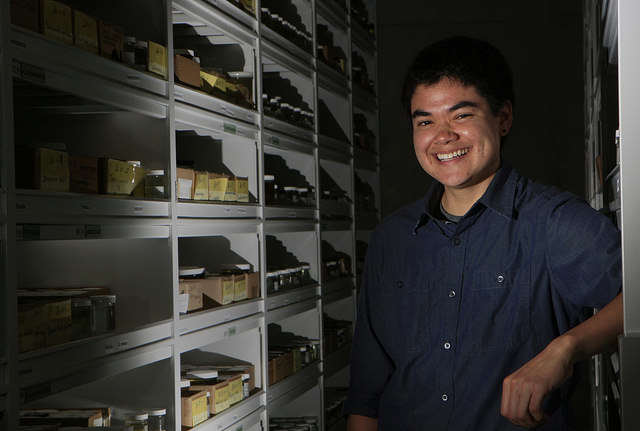 Shayle Matsuda stands in the specimen storage in the California Academy of Sciences in Golden Gate Park in San Francisco, Calif., on Monday September 15, 2014. Daniel Porter / Xpress.