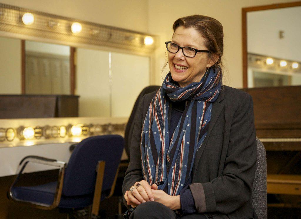 Annette Bening sits in a dressing room in the Creative Arts Building Friday, Oct. 10, 2014.