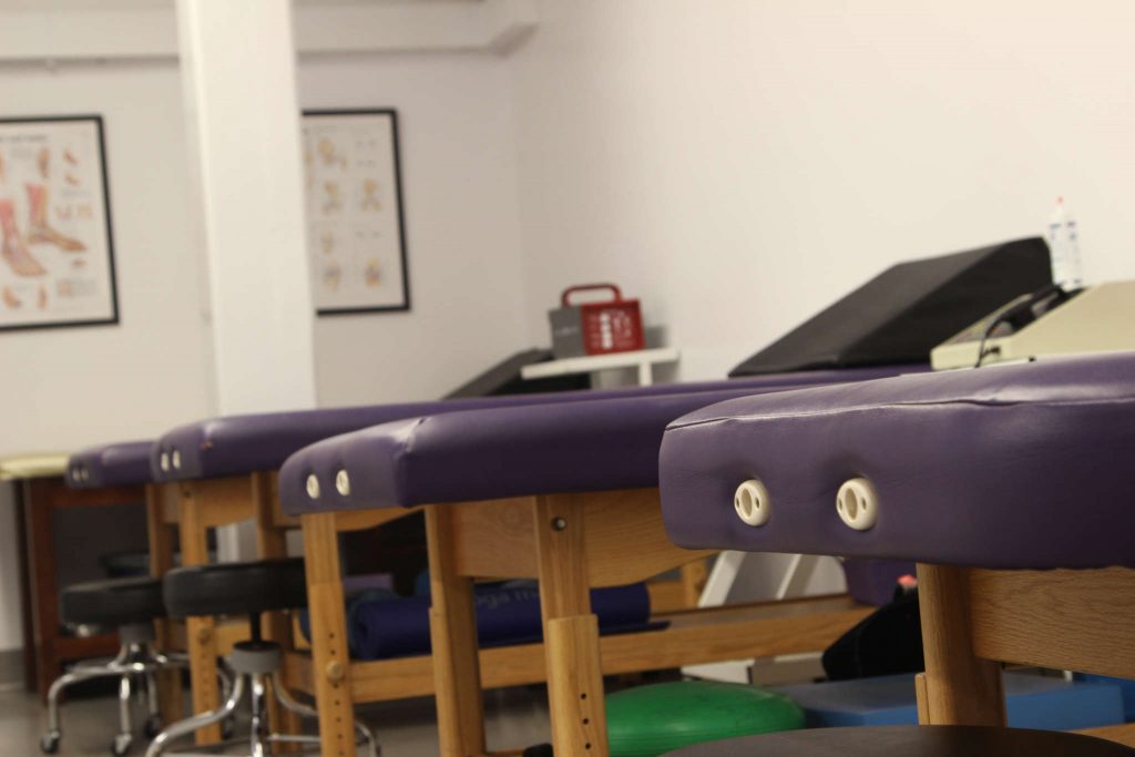 Sports treatment tables sit in the new Sports Medicine room located in the Gymnasium at SF State, Tuesday, Feb. 17. 