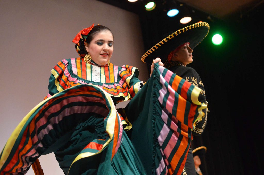 Grupo Folklórico Los Mejicas perform at the 4th Annual Associated Students Women’s Conference: Empowered Women Empower Women at Jack Adams Hall Saturday, March 14. (Melissa Minton / Xpress)