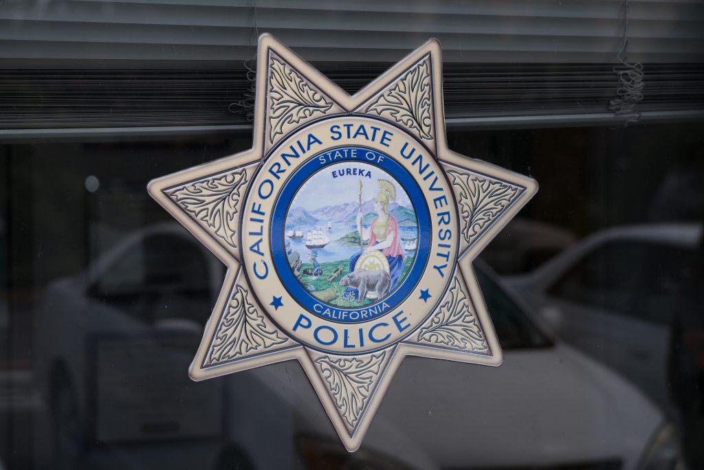 CSU Police logo at the SF State University Police, September 2, 2015. (Brian Churchwell / Xpress)