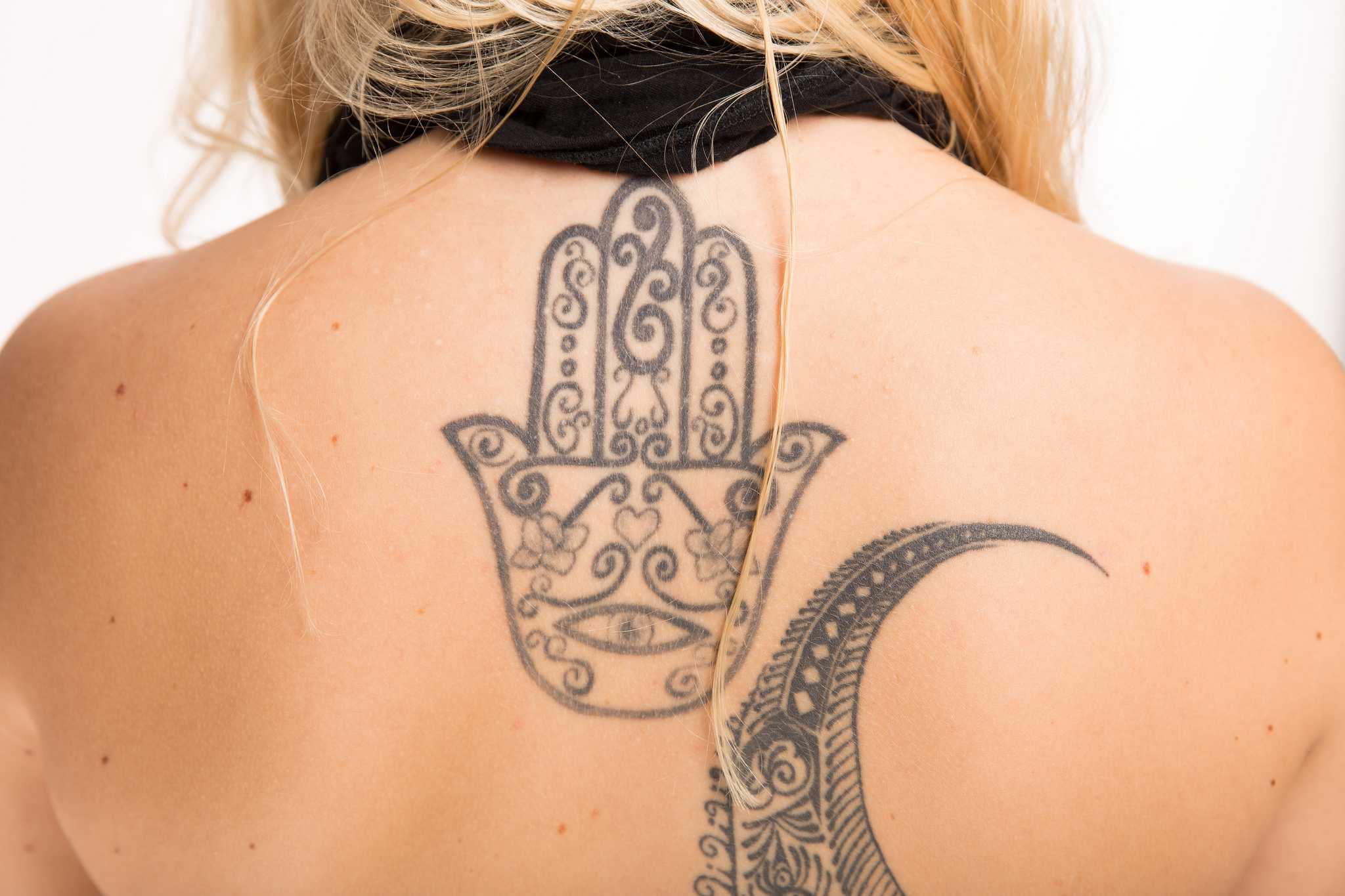 Samantha Herbert Model tattoos on back Stock Photo  Alamy