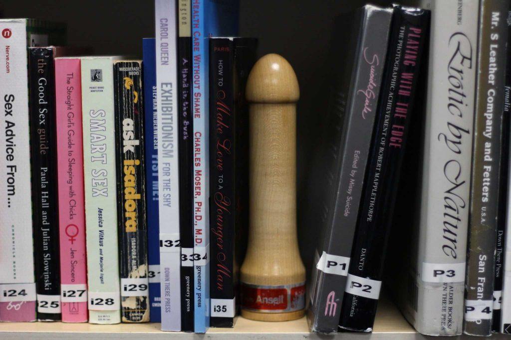A variety of books ranging from fiction and erotica to sex education are available for students by EROS, an Associated Students, Inc. program at SF State created to teach students about safe sex in San Francisco, CA on Monday, Feb. 8, 2016. (Xpress/Alex Kofman)