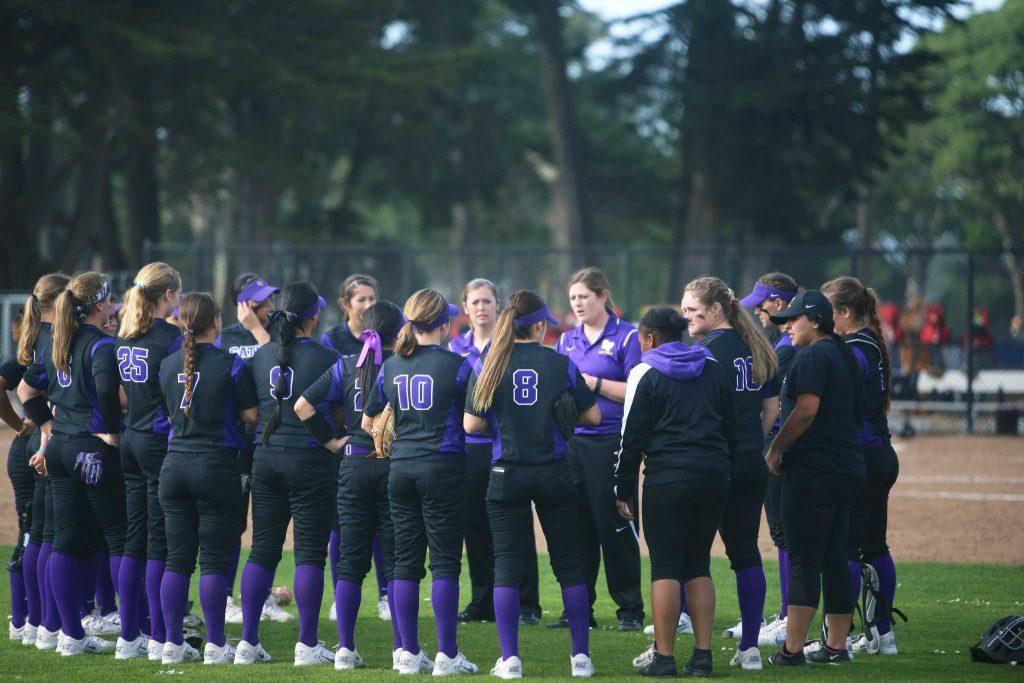 SF State Gators women softball team won the first doubleheader game against Northwest Nazarene 4-0 on Friday, February 12, 2016 at SF State. (Xpress/Perng-chih Huang)
