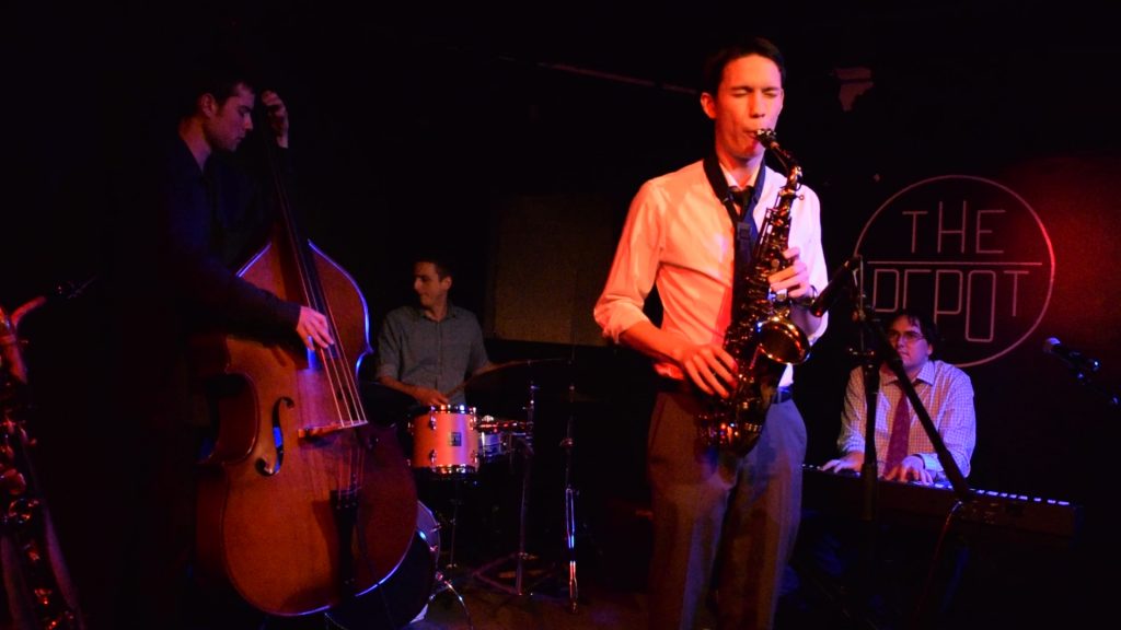 The Julian Shipp Quartet perform during jazz night in The Depot at SF State Tuesday. April 26,2016. (Screenshot by Chris DeJohn/Xpress)