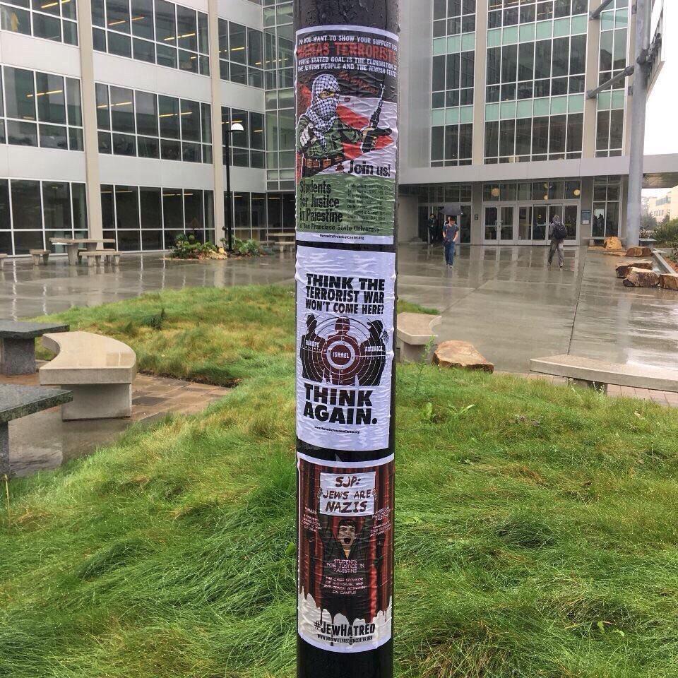 Posters found on SF State campus, Friday, were claimed to be the work of the David Horowitz Freedom Center.
