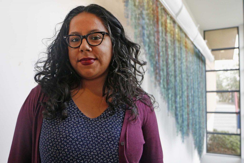Candy Guinea a SF State graduate student poses for a portrait at SF State on

Tuesday, Dec. 6 2016. Guinea has received the 2016 Princess Grace Award for her films

that provide commentary on social justice. (Photo: Connor Hunt/Xpress)