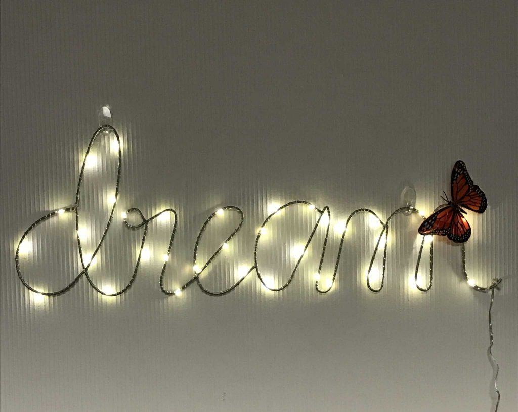 “Dream” light sign with a monarch butterfly at the Dream Resource Center at SF State on Feb. 7, 2017. Butterflies were a prominent decoration throughout the night. The butterfly has become a symbol of immigrant rights.
(Nicki McClelland/Xpress)