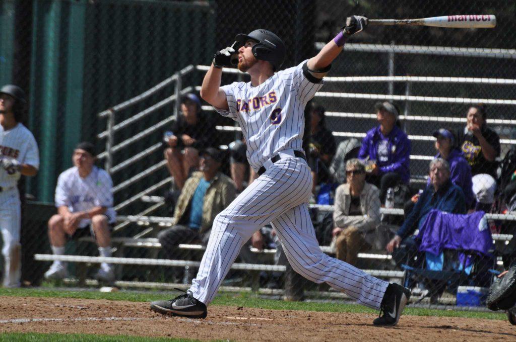 First baseman Chris Nicholson up to bat at Maloney Field against Sonoma State, Wednesday, March 29. (Renee Smith/Xpress)