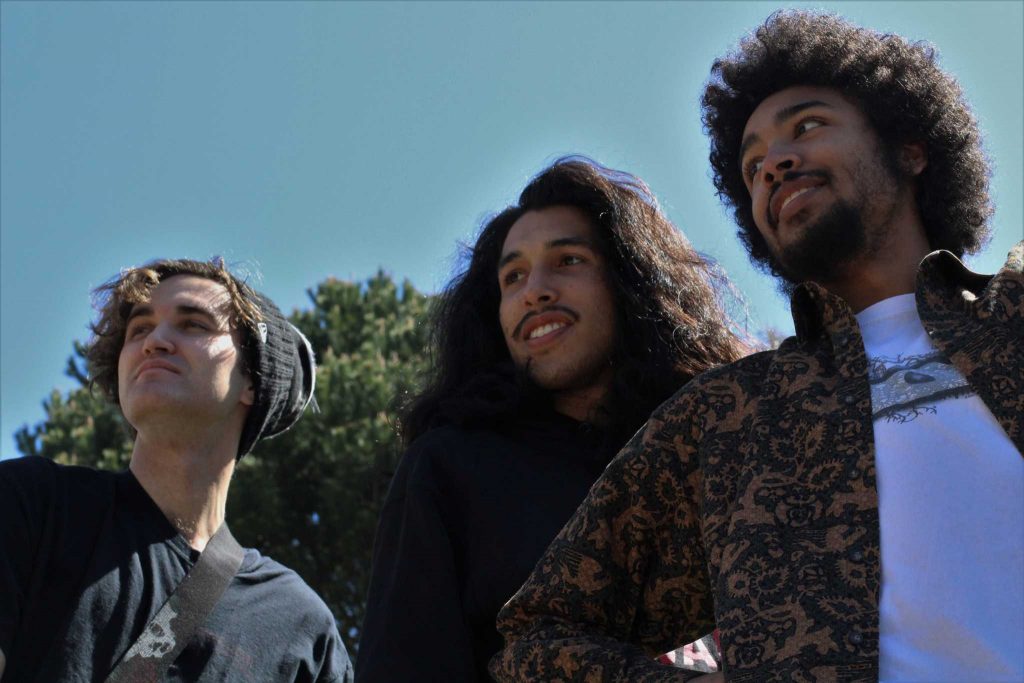 (Left to right) Dax Mcfarlane, Christian Arriola and Tyler Wood are the members of the band Phlogiston at SF State on April 4, 2017 in San Francisco, Calif. (Alina Castillo/Xpress)