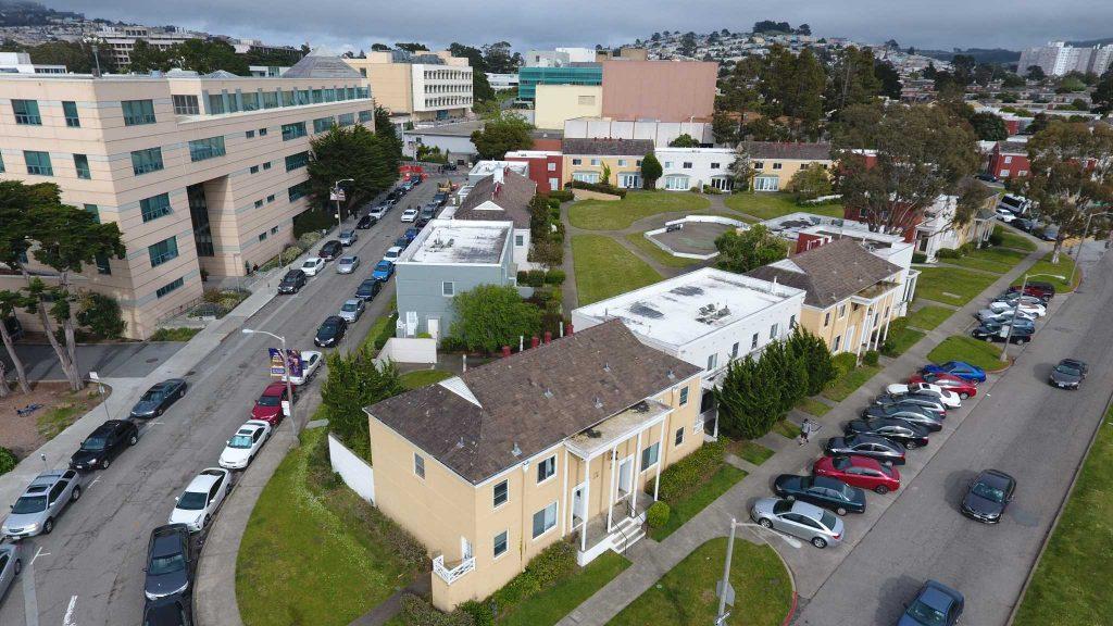 A picuture of the Tapia Triangle in San Francisco is taken from a drone on Monday, April 24, 2017. A new Creative Arts Building is planned at the location to house the broadcast and electronic communication arts (BECA) department (Lee Kin/Xpress).