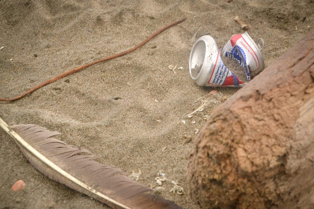 An empty beer can is littered at Ocean Beach in San Francisco on Wednesday, September 13, 2017. (Golden Gate Xpress/Cristabell Fierros)