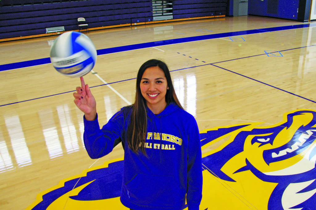 Iris Tolenada poses for a portrait in the gym at SF State, Tuesday, Oct. 17, 2017.(Aya Yoshida/Golden Gate Xpress)