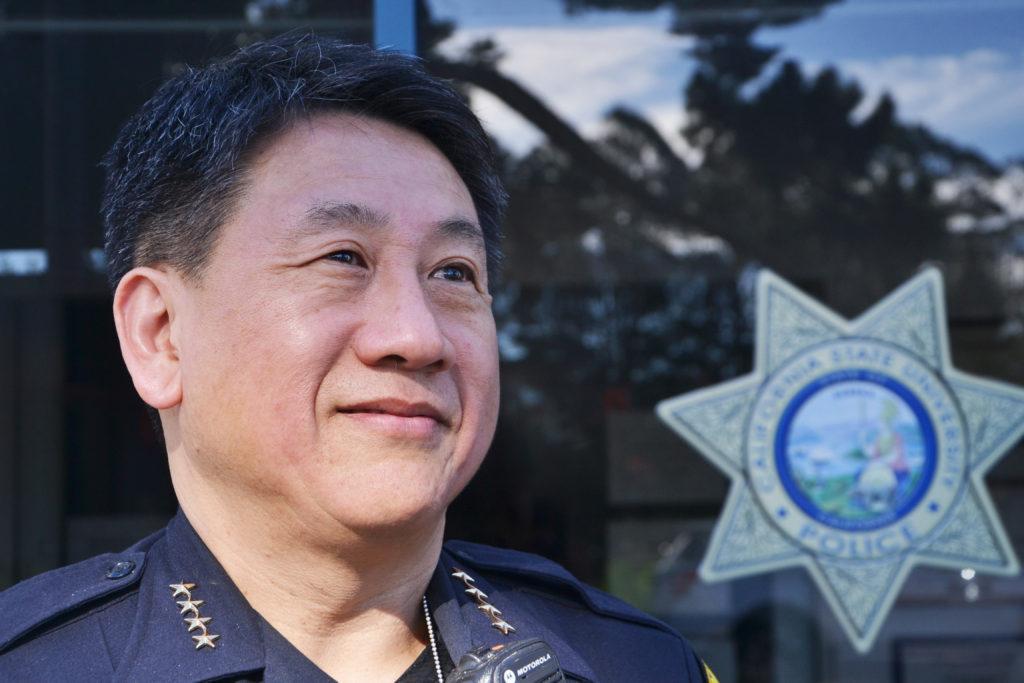 Jason Wu, chief police for campus and safety poses for a photo at the SF State Police Department on Monday, Oct. 23, 2017. (Cristabell Fierros/ Golden Gate Xpress)