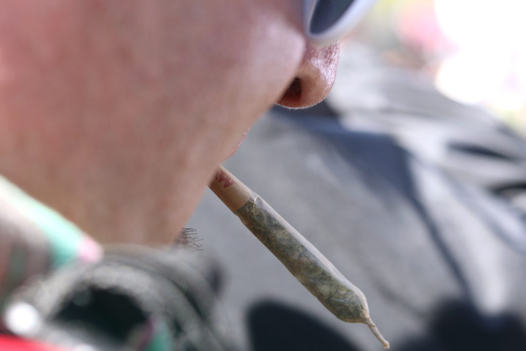A closeup shot of a joint at Hippie Hill in Golden Gate Park in San Francisco on Friday, Apr. 20, 2018. (Oscar Rendon/GoldenGateXpress)