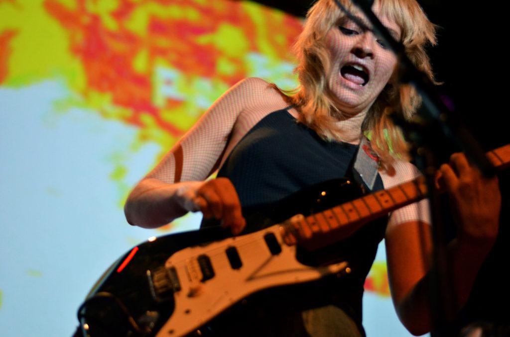 Cherry Glazerr lead vocalist Clementine Creevy performs at SF State in Jack Adams Hall on Thursday, Oct. 18. (Nicole Newman/Golden Gate Xpress)