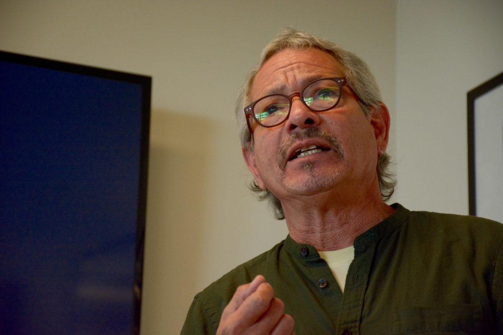 Anthropology Professor James Quesada speaks about Nicaraguas history of conflict, violence, and instability at SF State on Wednesday, October 17. (Tristen Rowean/Golden Gate Xpress)