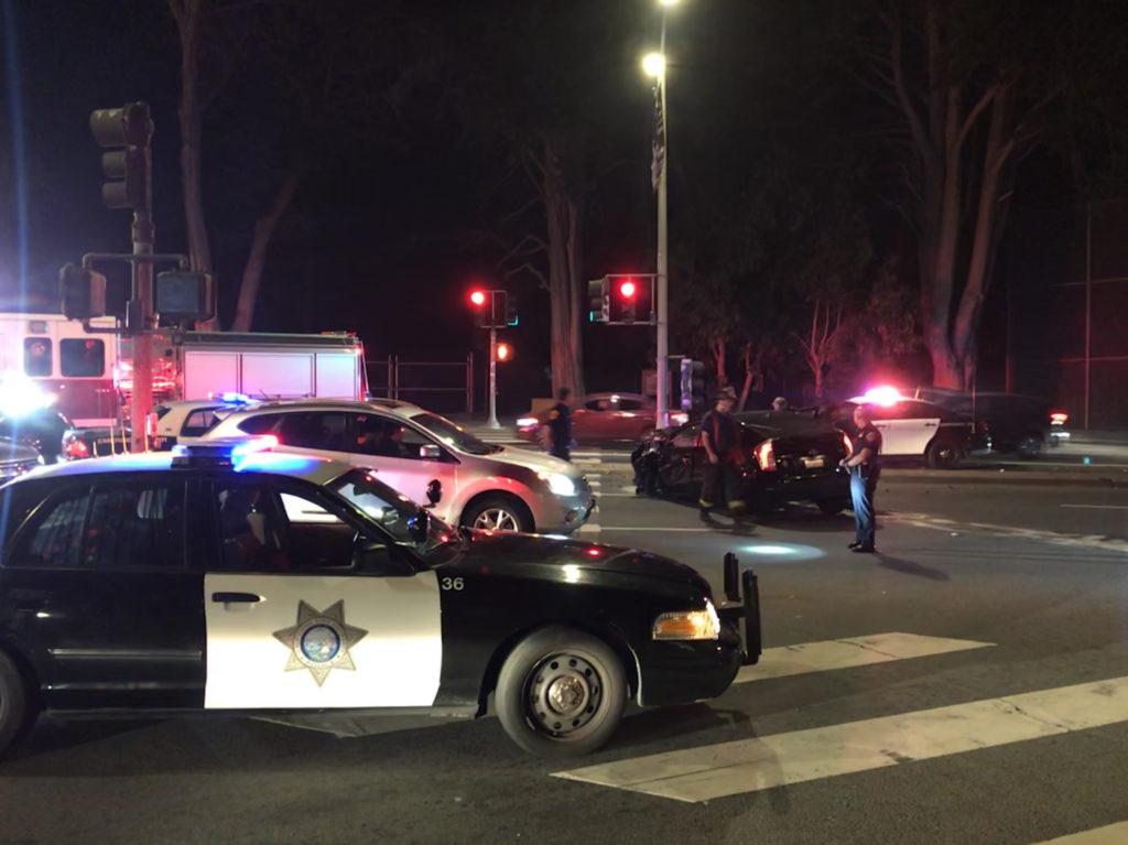 Officers respond to a car accident on Lake Merced Blvd.