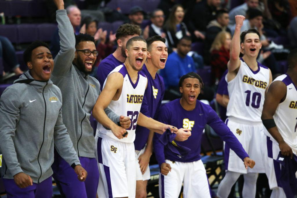 The+Gators+celebrate+scoring+during+the+Gators%E2%80%99+game+against+Chico+State+University+held+at+SF+State+on+Saturday%2C+Dec.+1%2C+2018.+%28Mira+Laing%2FGolden+Gate+Xpress%29