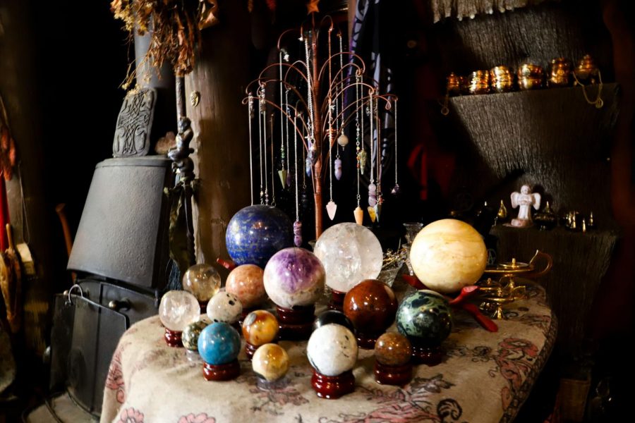 Crystals are often used to cleanse the energy of a room in spiritual practices at The Sword and Rose in San Francisco, on Monday, February 27, 2020. (Saylor Nedelman / Golden Gate Xpress)