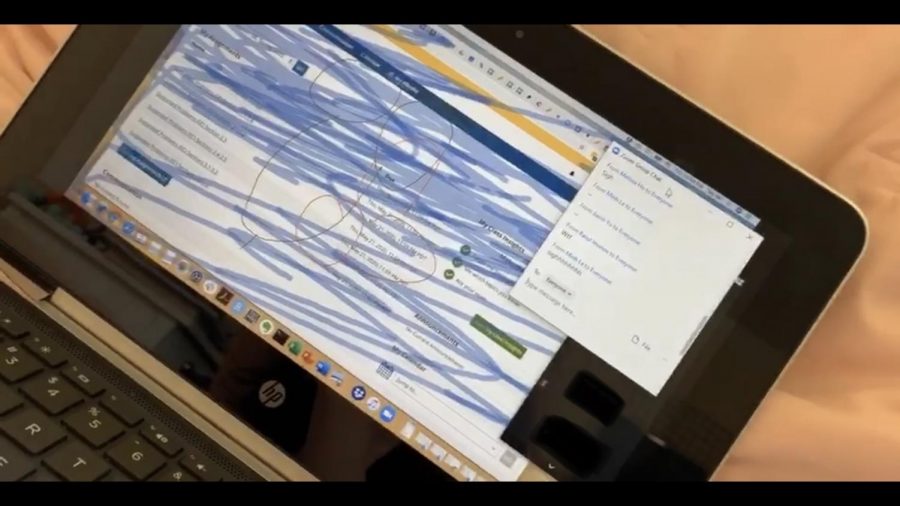 A screenshot of the video Yessenia Cuellar took of an individual interrupting her Zoom class session on April 2, 2020. 