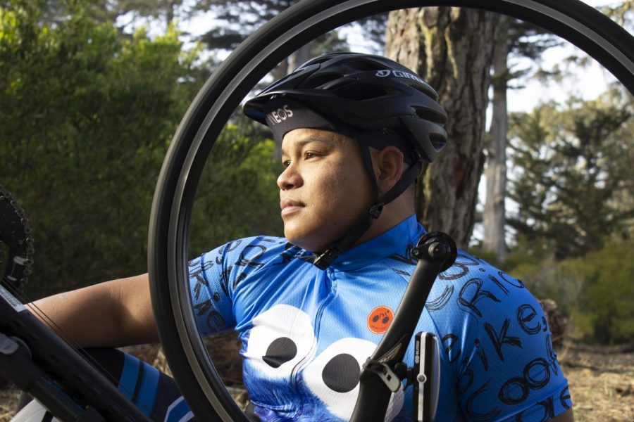 Saroum Verng, a business student at SF State, began cycling due to COVID-19. “It helped relieve my stress and keep me occupied since school went online,” said Verng in Golden Gate Park in San Francisco on Dec. 6, 2020. (Katherine Burgos / Golden Gate Xpress)