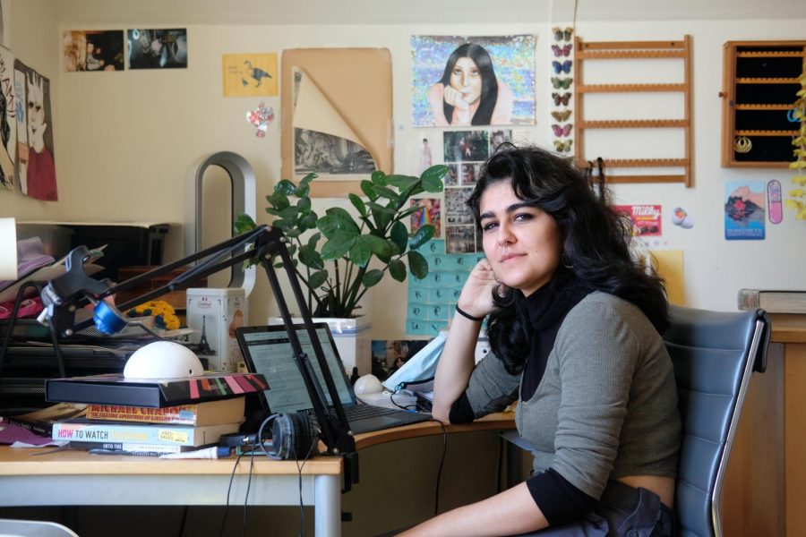 Niku Radan is a broadcasting and electronic arts major at SF State. She has been taking her classes from her bedroom in Portola since the beginning of the pandemic. (Avery Wilcox / Golden Gate Xpress)