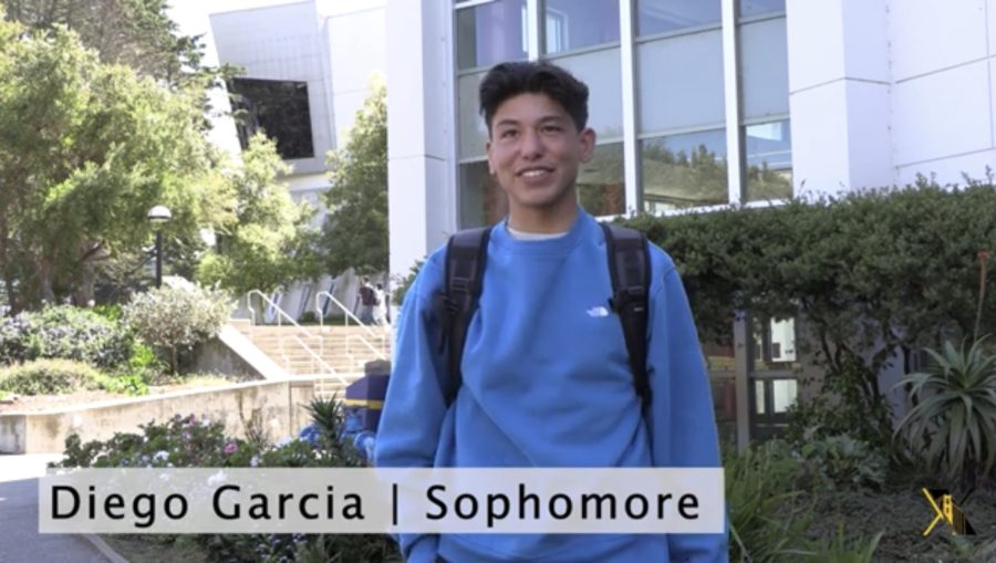 Diego Garcia, an SF State sophomore, talks about what they did over spring break. (Sarah Bruno / Golden Gate Xpress)