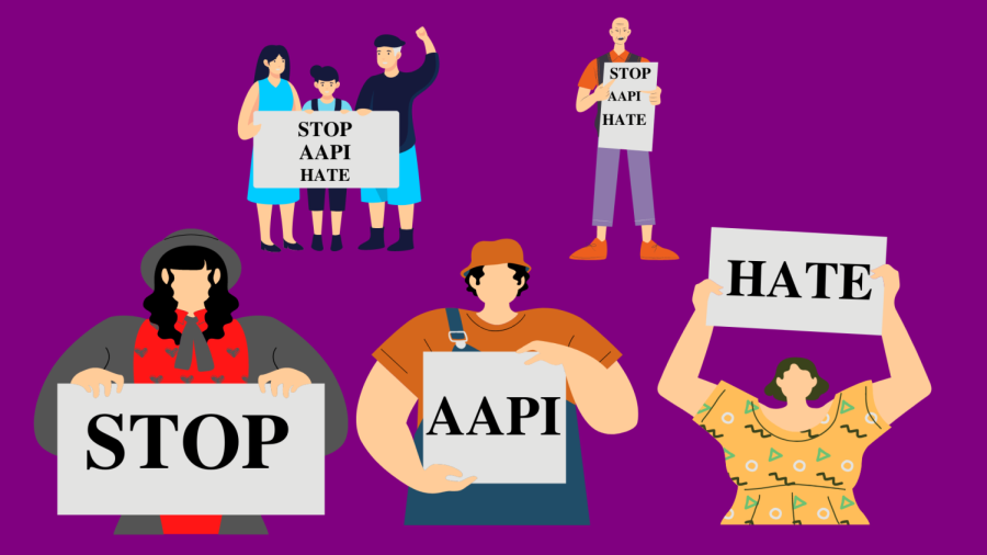 A+graphic+showing+Asian+Americans+holding+up+numerous+signs+saying%2C+%E2%80%9CStop+AAPI+Hate.%E2%80%9D+%28Paris+Galarza+%2F+Golden+Gate+Xpress%29