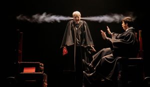 Jon Stieger (center) plays Scorpius Malfoy alongside Benjamin Papac’s (right) Albus Potter. The San Francisco production of Harry Potter and the Cursed Child is playing at the Curran Theater in San Francisco. (Courtesy of Evan Zimmerman for Murphy Made)
