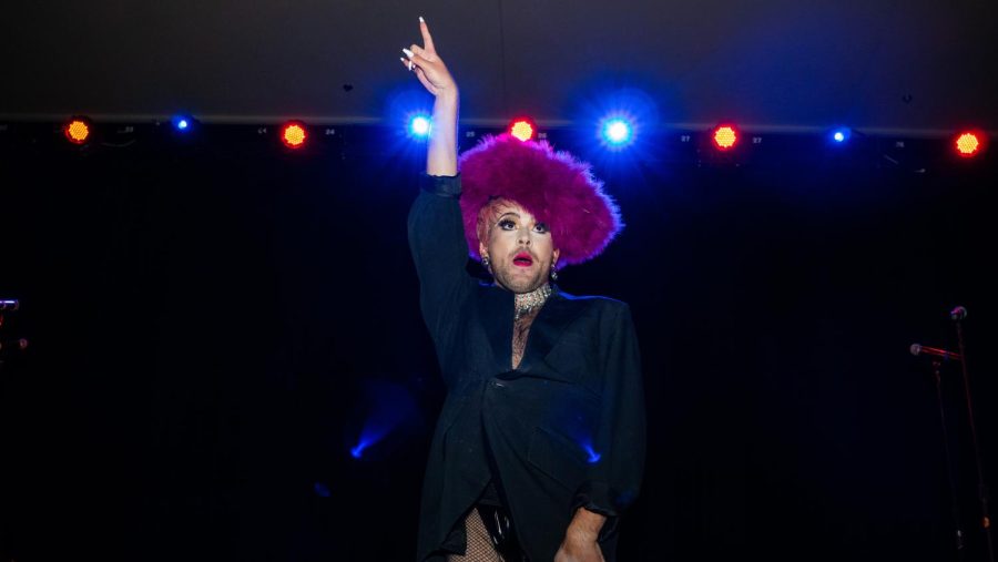 Princess Panocha performs at SF State’s QTRC spring prom in Jack Adams Hall on Thursday. This is the first time Drag Queen Princess Panocha performed at a University drag event.  (Rashik Adhikari / Golden Gate Xpress)

