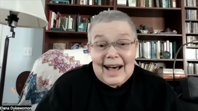 A screenshot of Elana Dykewomon being interviewed via Zoom video conference on May 8, 2022. (Photo courtesy of Fat Liberation Archive)
