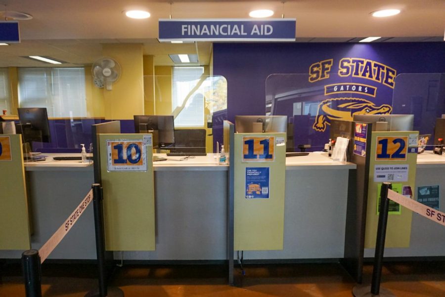 The Financial Aid Office in the Student Services Building at SF State is pictured on Nov. 4, 2022. Financial aid services are available all weekdays for students in need of assistance. (Tatyana Ekmekjian / Golden Gate Xpress)