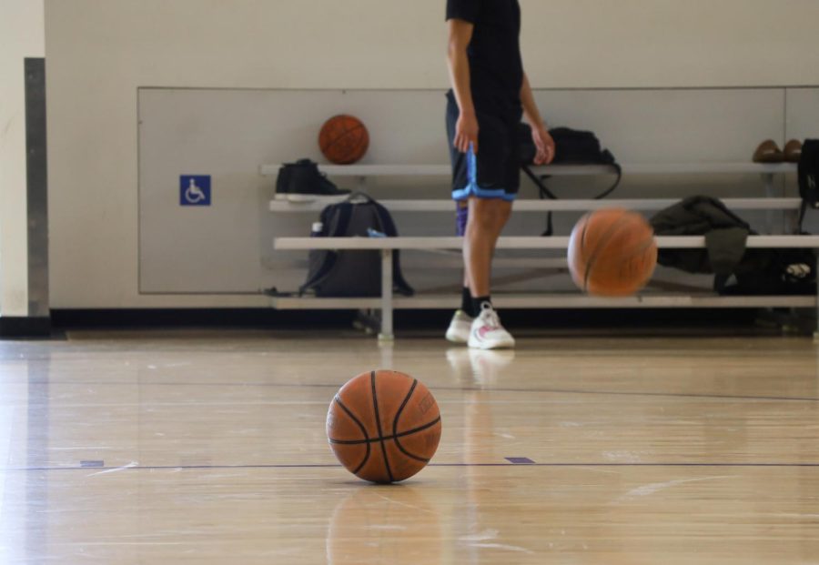 Basketballs are displayed in the basketball court at the Mashouf Wellness Center in San Francisco, Calif., on Monday, Jan. 30, 2023. (Gina Castro / Golden Gate Express)