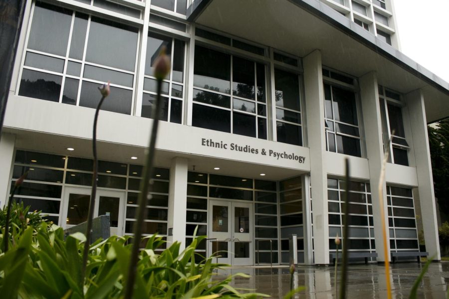 The Ethnic Studies Building stands still at SF State on Monday, Feb. 27, 2023. (Tam Vu/ Golden Gate Xpress)