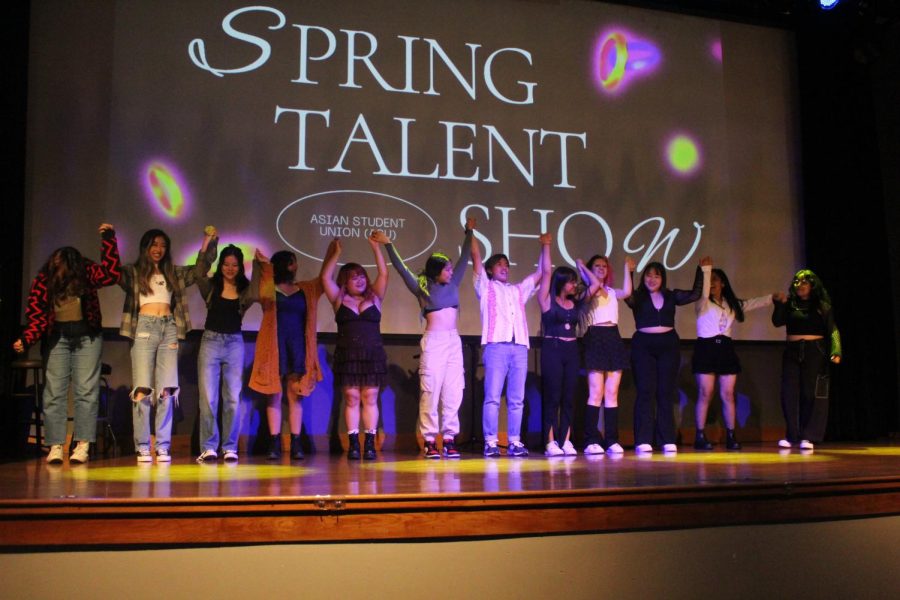 ASU members thank the audience as the show comes to an end at the ASU Talent Show at Jack Adams Hall inside SF State’s Cesar Chavez Student Center on Friday, May 12, 2023. (Photo Courtesy of Jazmine Finuliar)