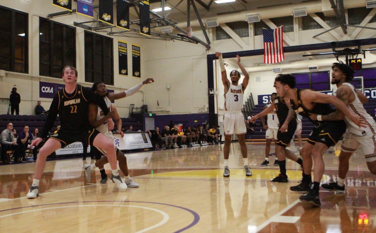 Caleb Oden, shoots a free throw against Dominican University of California (DUofC) at Don Nasser Gymnasium on  Friday, Nov. 10, 2023 . (Kayla Williams /Golden Gate Xpress ) 
