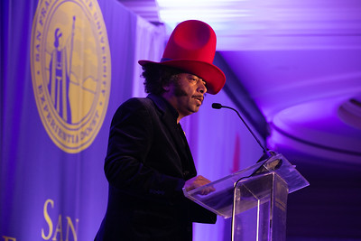Inductee Boots Riley makes a speech at the 2023 Alumni Hall of Fame at the Ritz Carlton on Nov. 3, 2023. (Courtesy of SFSU - Photos by Stuart Locklear) 

