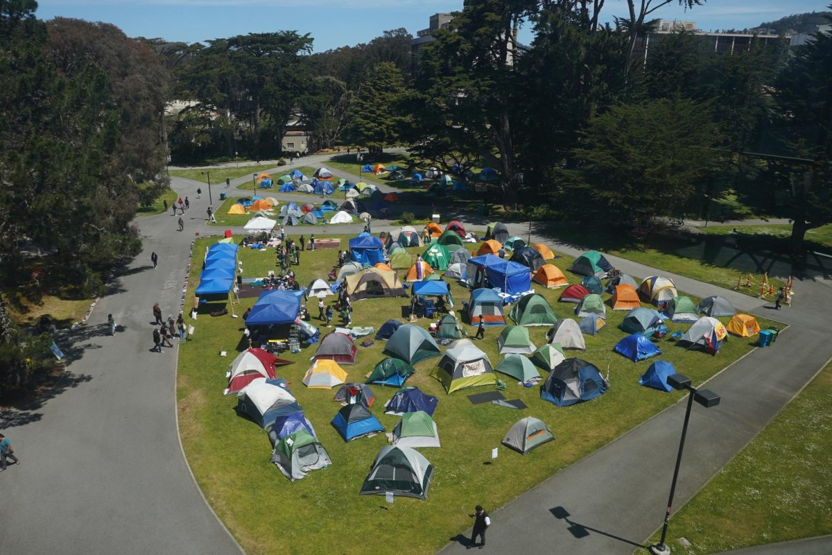 The pro-Palestinian encampment at San Francisco State University on May 6, 2024. (Neal Wong / Golden Gate Xpress)
