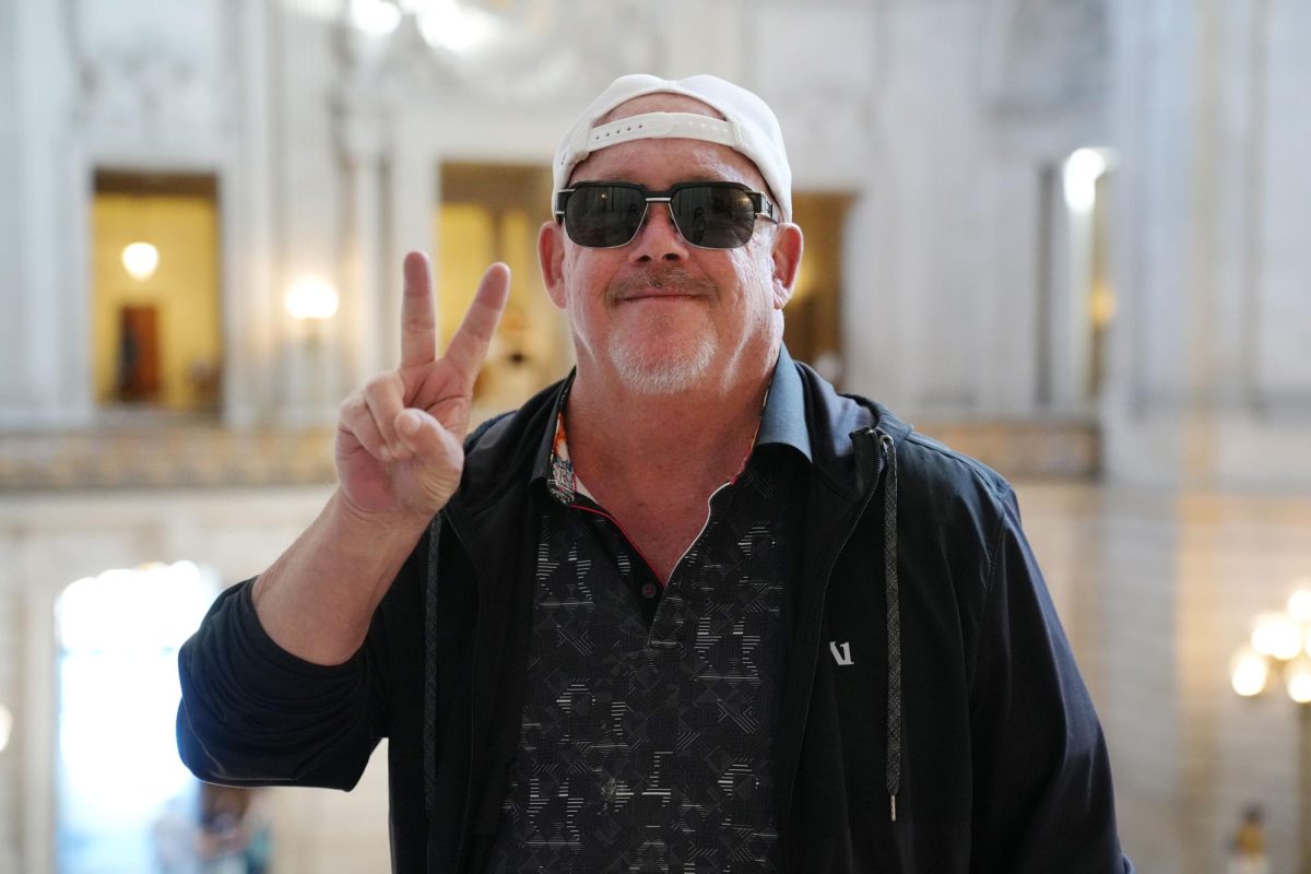 Brent Turner, a business owner, civil rights activist and proponent for open-source election software, poses for a picture in San Francisco City Hall on Sept. 30, 2024. (Andrew Fogel / Golden Gate Xpress)