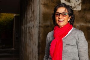 Persis Karim poses for a portrait outside the August Coppola Theater on Nov. 21, 2024. (Jesus Arriaga / Golden Gate Xpress)