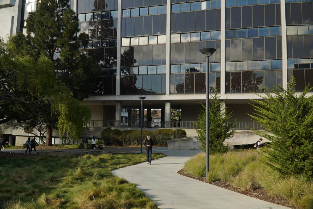 A path near Hensill Hall on Tuesday, Jan. 28, 2025. (Neal Wong / Golden Gate Xpress)