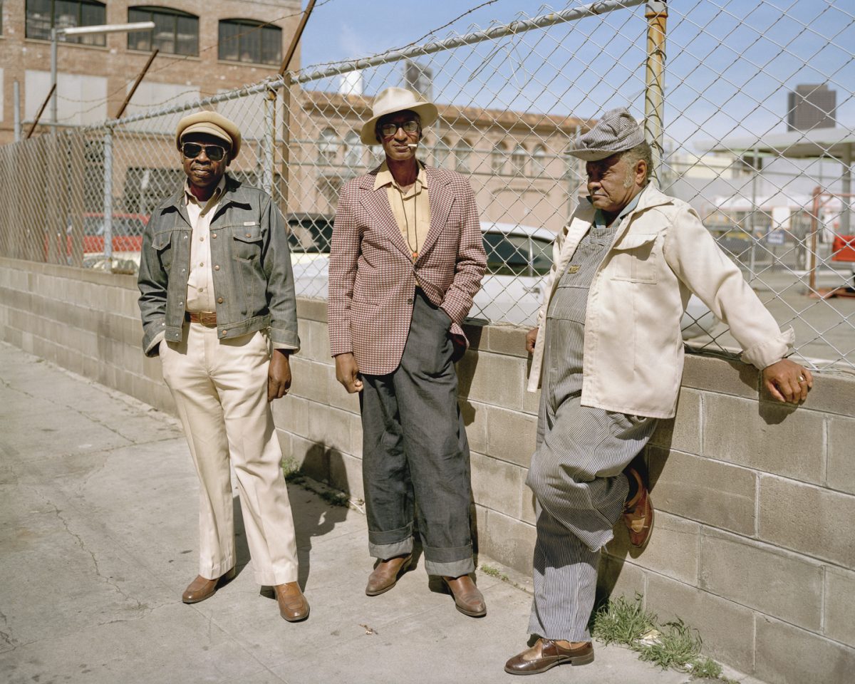 Janet Delaney’s photowalks often began outside her apartment on Langton Street, and this group of elderly men was typically the first people she talked to. (Courtesy of Janet Delaney)