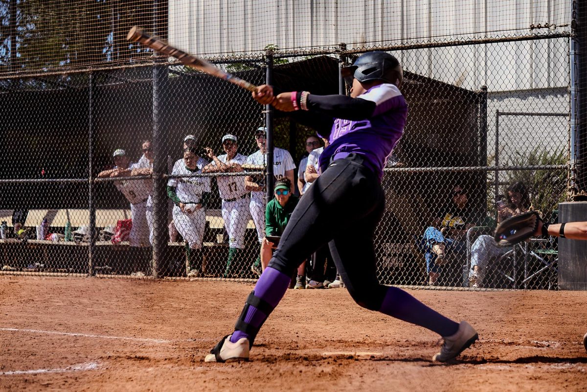 Shaunessy Cardwell bats against the California State Polytechnic University, Humboldt Lumberjacks on Saturday, March 14, 2026. (Lindsey Hoang / Golden Gate Xpress)