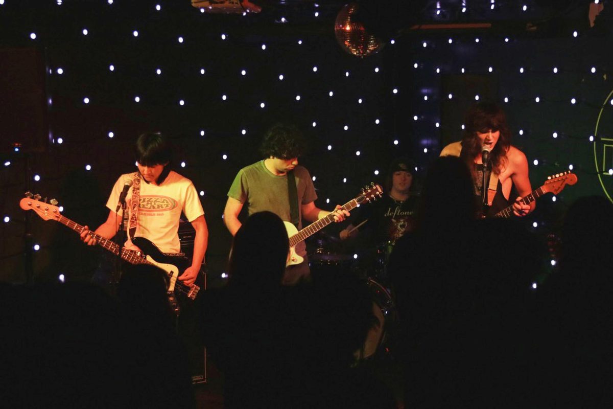 (L-R) Bassist Nelson Pai, guitarist Sean Godfrey, drummer Evan Chance and lead vocalist and guitarist Colin Wagner play a show at The Depot on April 16, 2025. (Miranda Town special to Golden Gate Xpress)