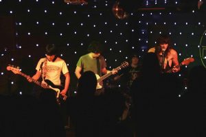 (L-R) Bassist Nelson Pai, guitarist Sean Godfrey, drummer Evan Chance and lead vocalist and guitarist Colin Wagner play a show at The Depot on April 16, 2025. (Miranda Town special to Golden Gate Xpress)