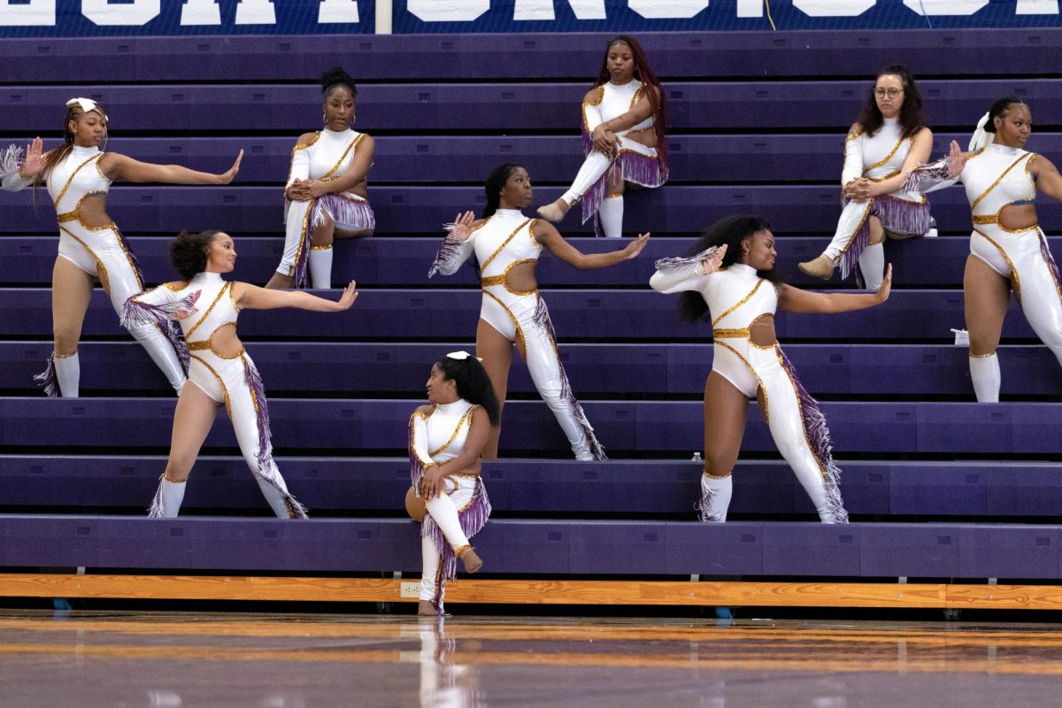 The Dancing Divas perform during San Francisco State University men’s basketball’s game versus the California State University, Stanislaus Warriors at the San Francisco Federal Credit Union Gymnasium on Saturday, Feb. 28, 2026. 